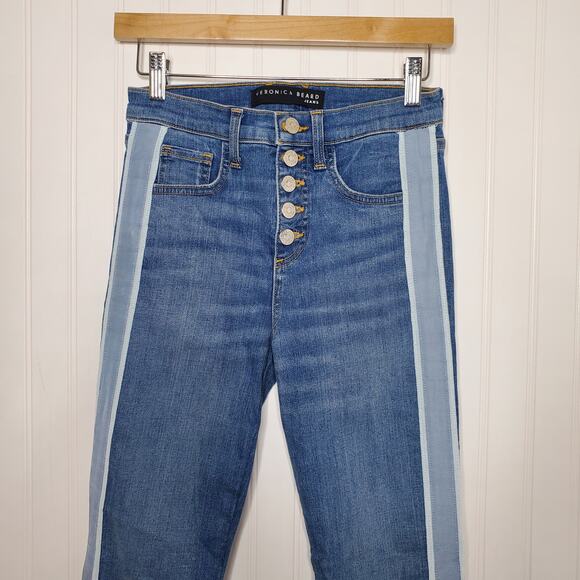 Veronica Beard Women's Carolyn Baby Boot High Rise Jeans Size 25/0 Tuxedo Stripe - Picture 3 of 11